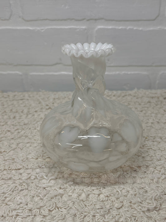 Fenton White Optic Heart Vase
