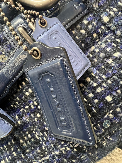 Coach Chelsea Boucle Mersin Purse Shoulder Tote in Navy Blue Tweed