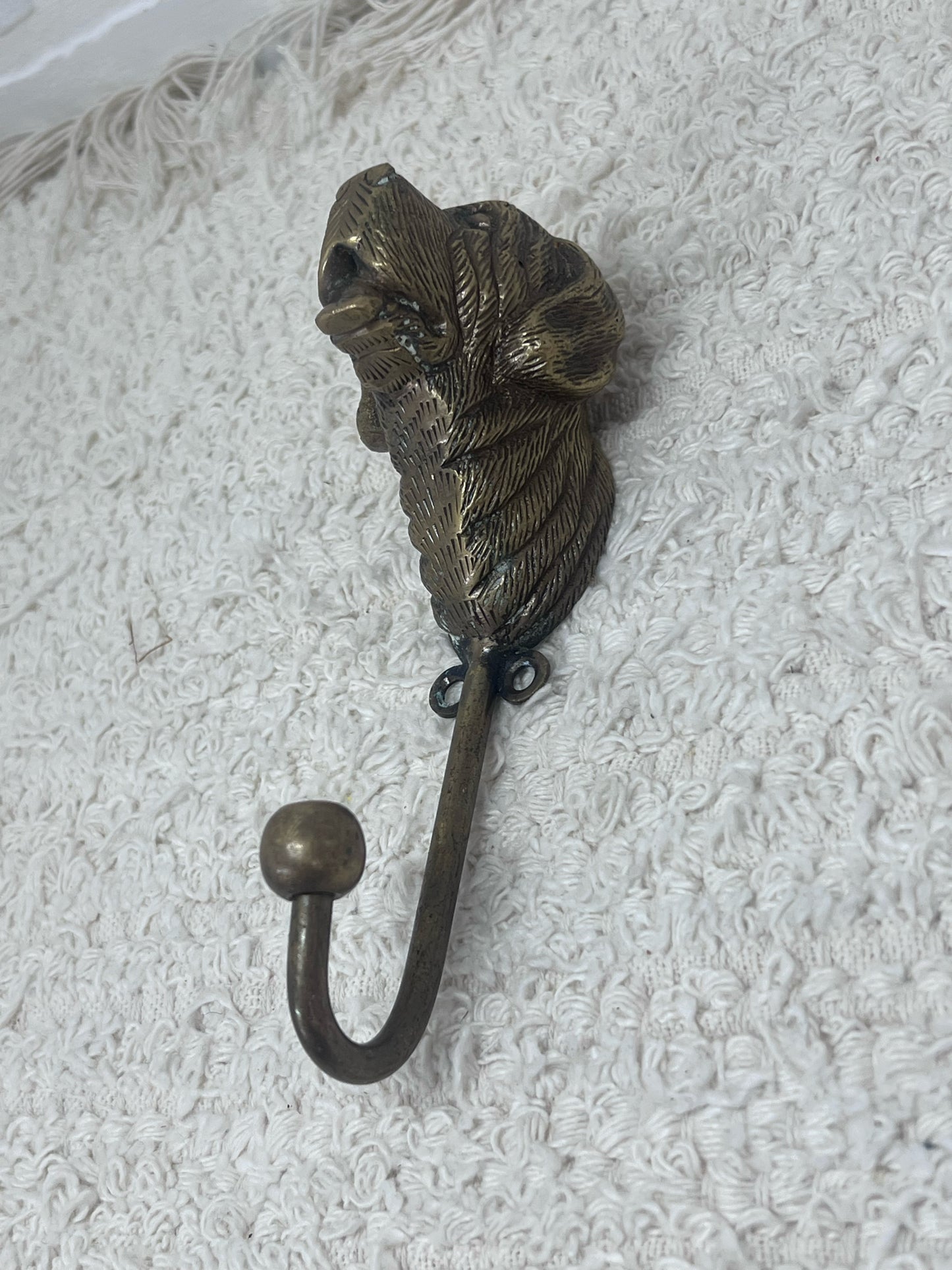 Vintage Brass Dog Head Coat Hook