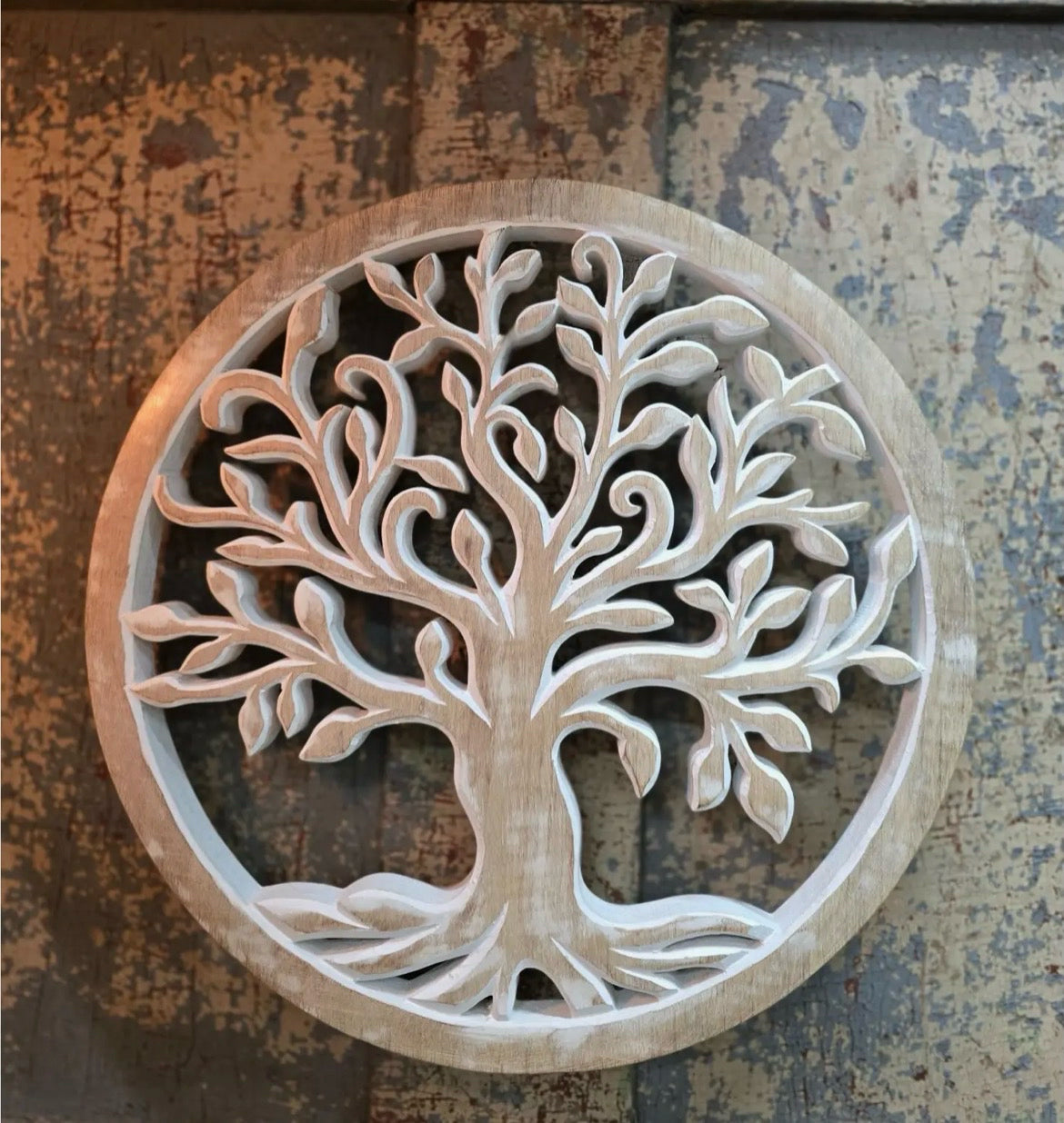 White Wood Tree of Life Wall Hanging Tree Cutout