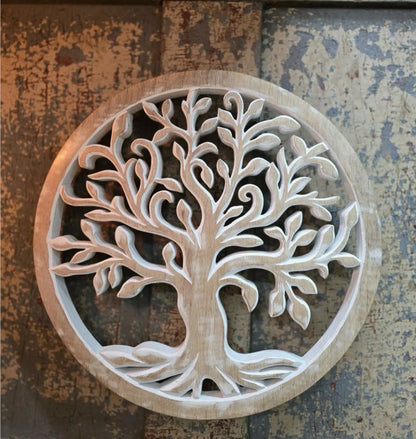 White Wood Tree of Life Wall Hanging Tree Cutout