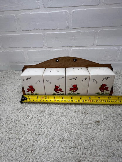 Ucagco Spice Jar Set - Singing Red Bird - Hard to Find