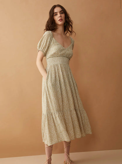 Bohera Bethalee Smocking Dress in Willow Green
