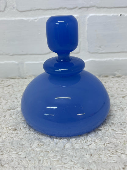 Vintage Mid-Century Blue Opaline Art Glass Perfume Bottle w/ Stopper