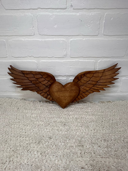 Vintage Wood Carving of Winged Heart