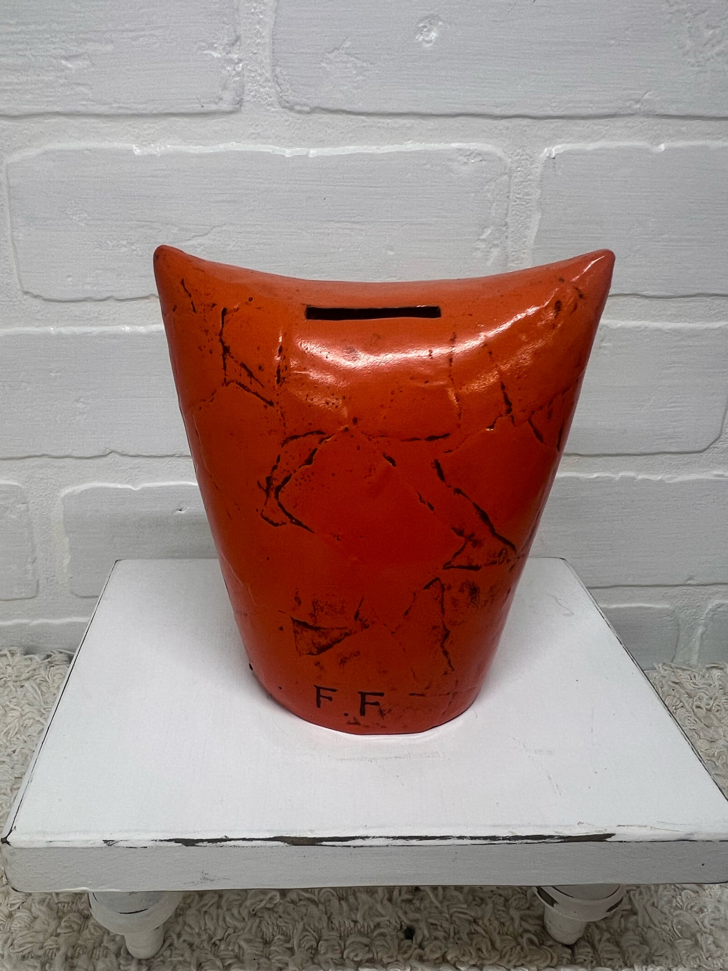 Fitz & Floyd MCM Orange Owl Bank