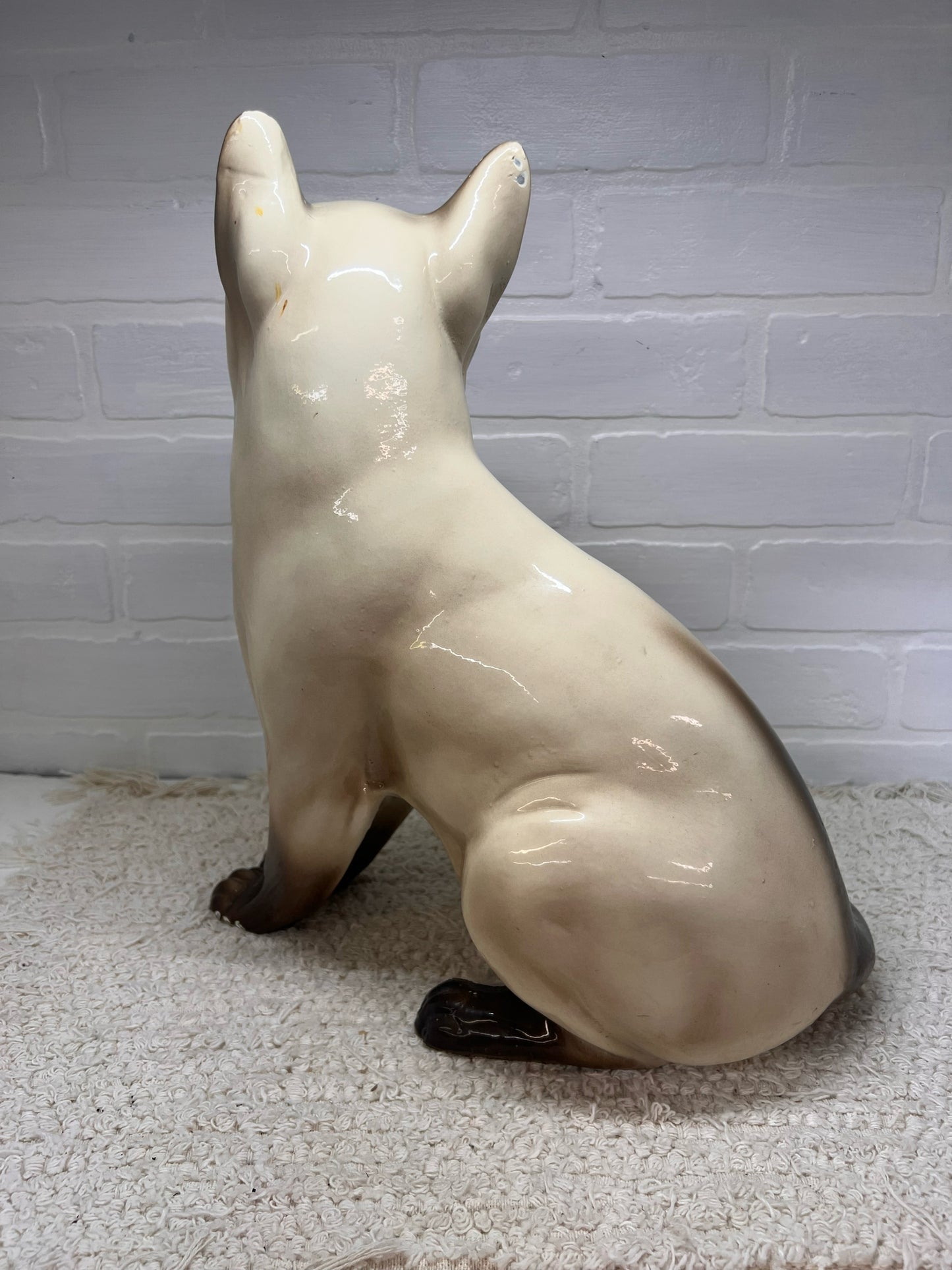 Marwal Ceramics 15/5" Siamese Cat Blue Eyes Mid-Century