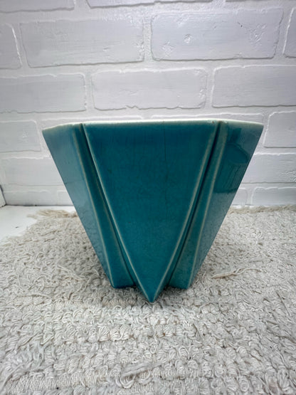 Red Wing Pottery MCM Prismatique Turquoise Vase/Planter