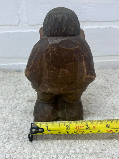 Vintage Hand Carved Wooden Troll Signed DAM - 6" Scandinavian Folk ARt