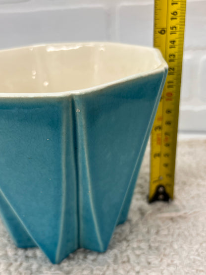 Red Wing Pottery MCM Prismatique Turquoise Vase/Planter