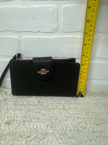 Coach Cross Grain Tech Wallet Black Leather EUC