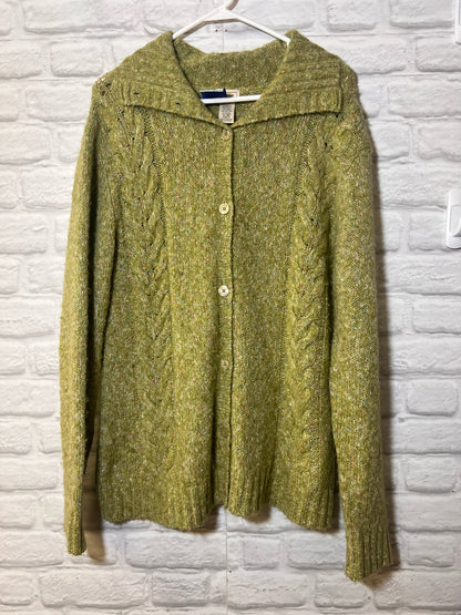 Size XL LL Bean Green Wool Blend Cardigan