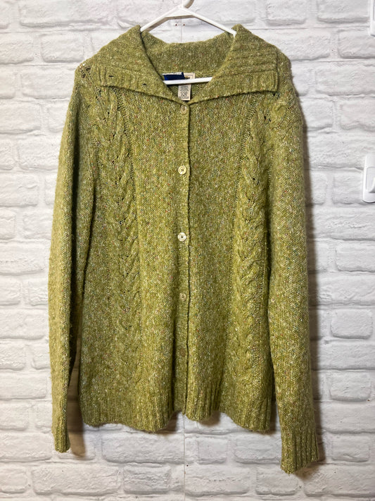 Size XL LL Bean Green Wool Blend Cardigan