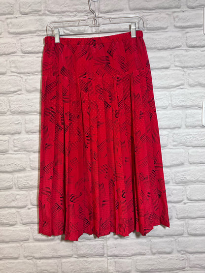 Size 10 Joan Carol Petites Vintage 80s Red & Black Pleated Skirt