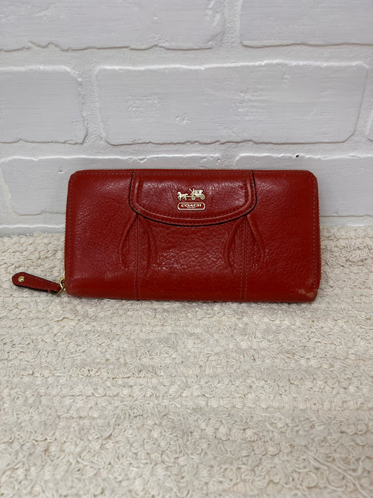 Coach Pleated Front Cognac Colored Leather Wallet