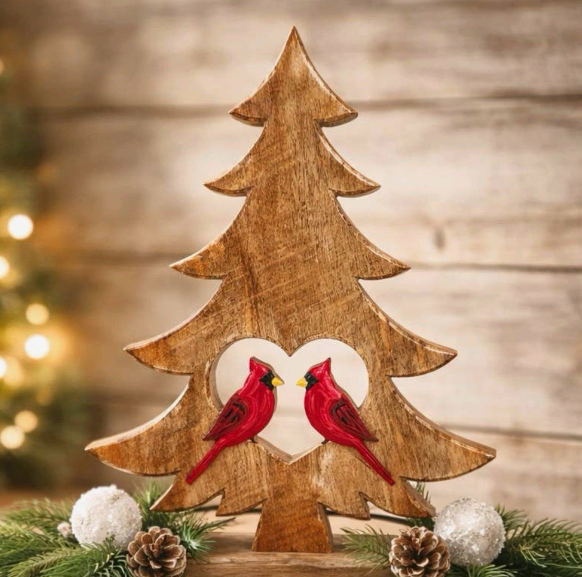 Cardinals in the Tree Wood Cutout Shelf Sitter 10.75 by 8.25 Inches