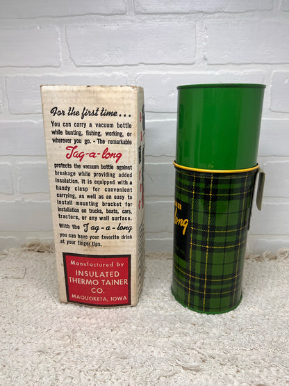 Sportsman Tag-a-long Green Plaid Thermos Container
