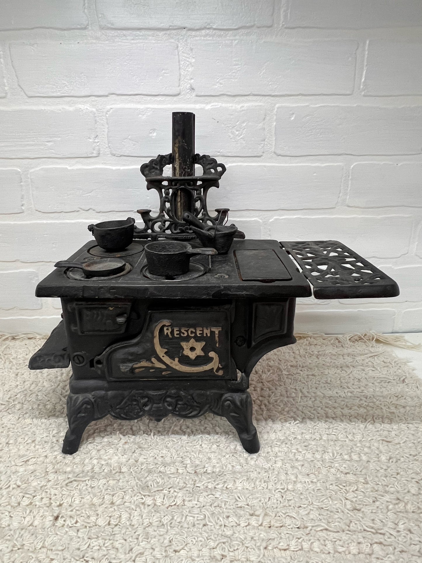 Crescent Cast Iron Mini Stove w/ Accessories