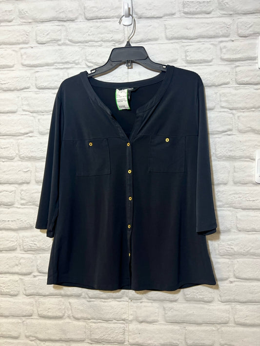 Size L Ellen Tracy black button down top