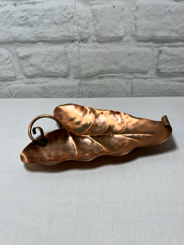 Gregorian Copper vintage copper leaf dish