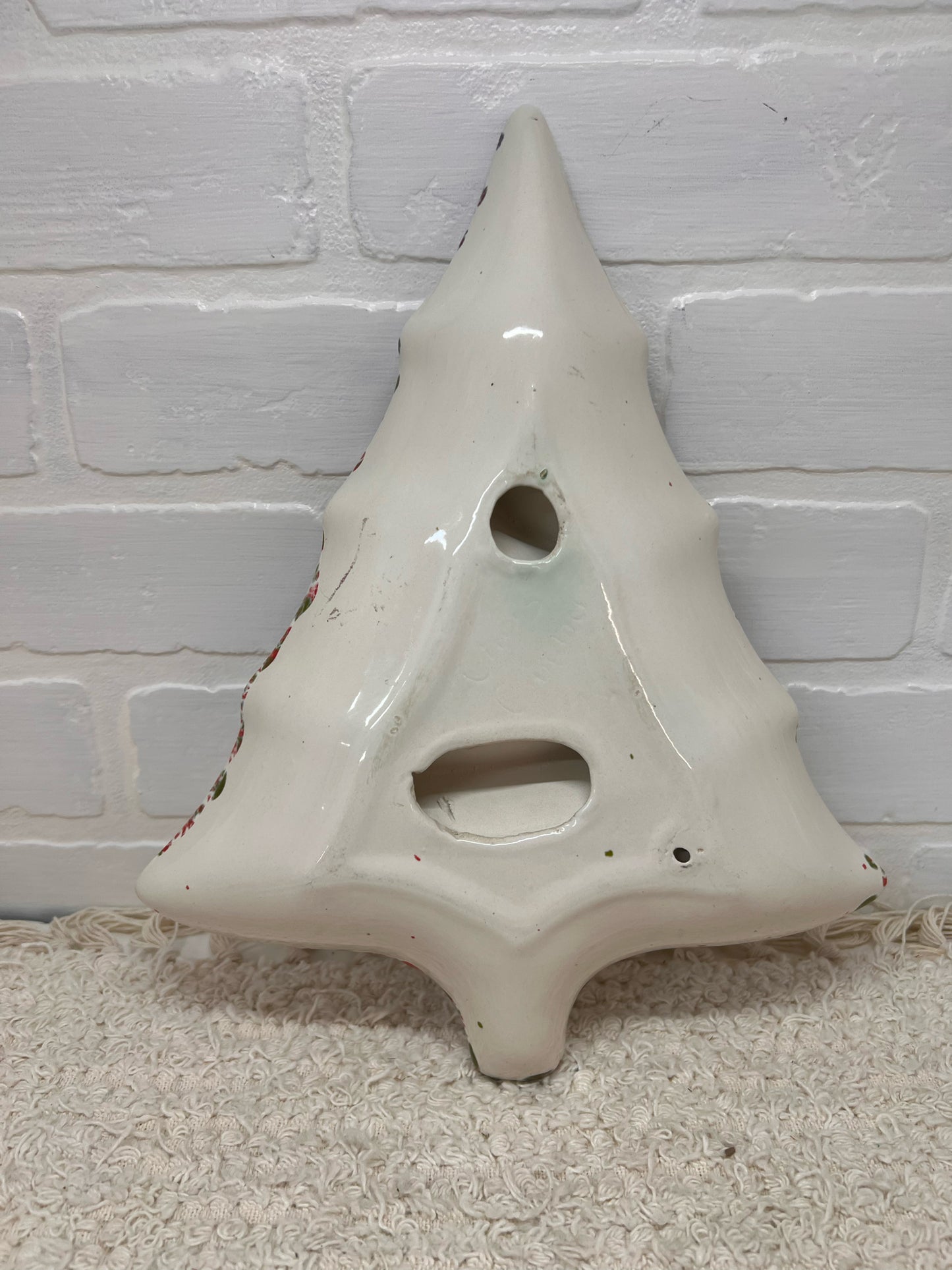 Vintage Ceramic Spatterware Christmas Tree Cookie Tray