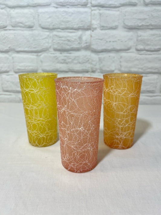 Color Craft trio of spaghetti ware tumblers