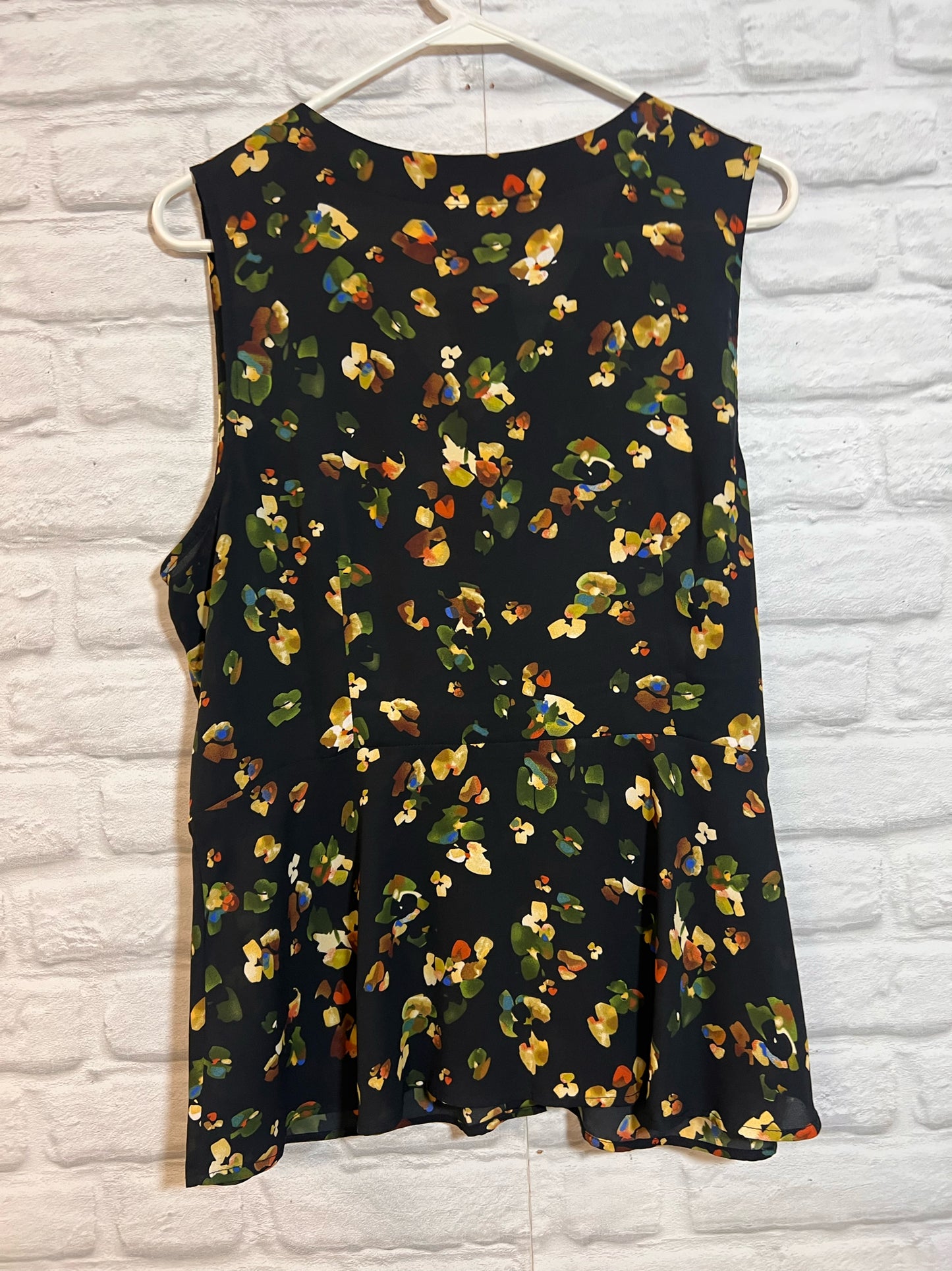 Size L CAbi Black Floral Tank Blouse