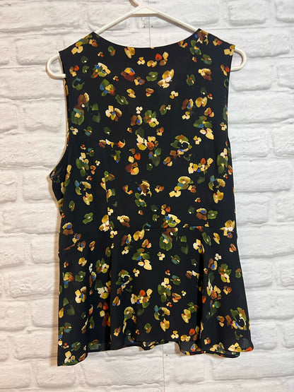Size L CAbi Black Floral Tank Blouse