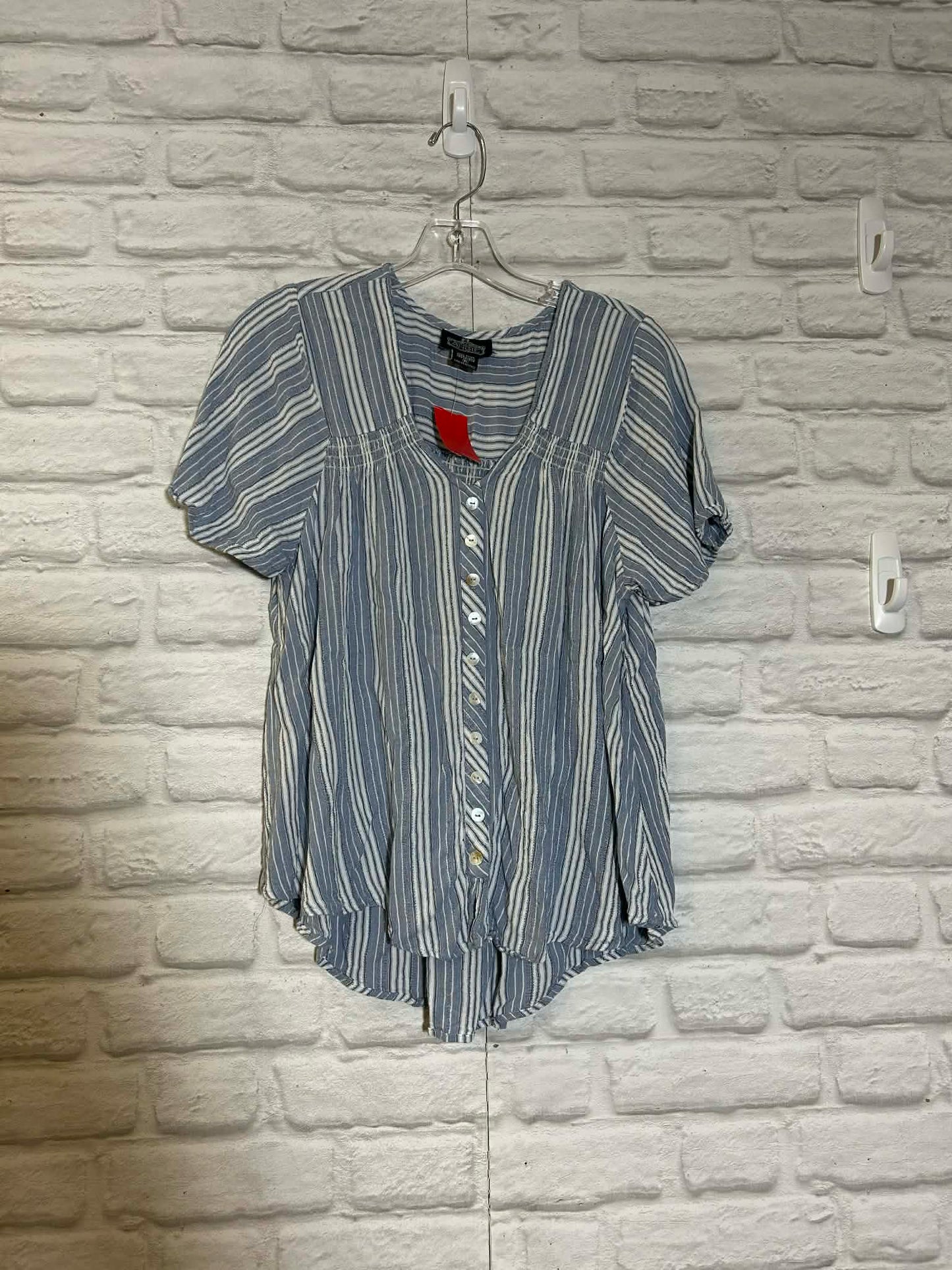 Size M Angie Blue & white Striped Rayon Blouse
