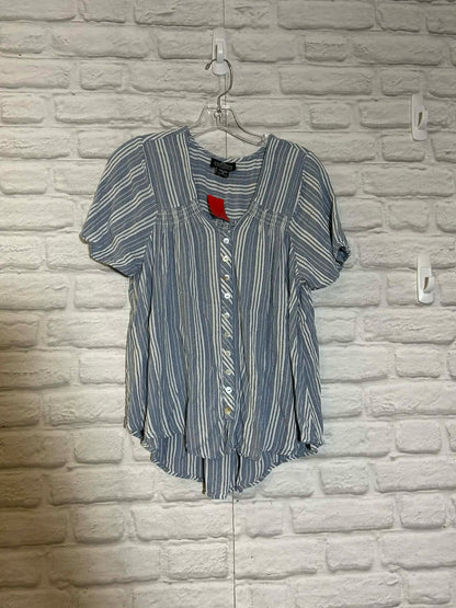 Size M Angie Blue & white Striped Rayon Blouse