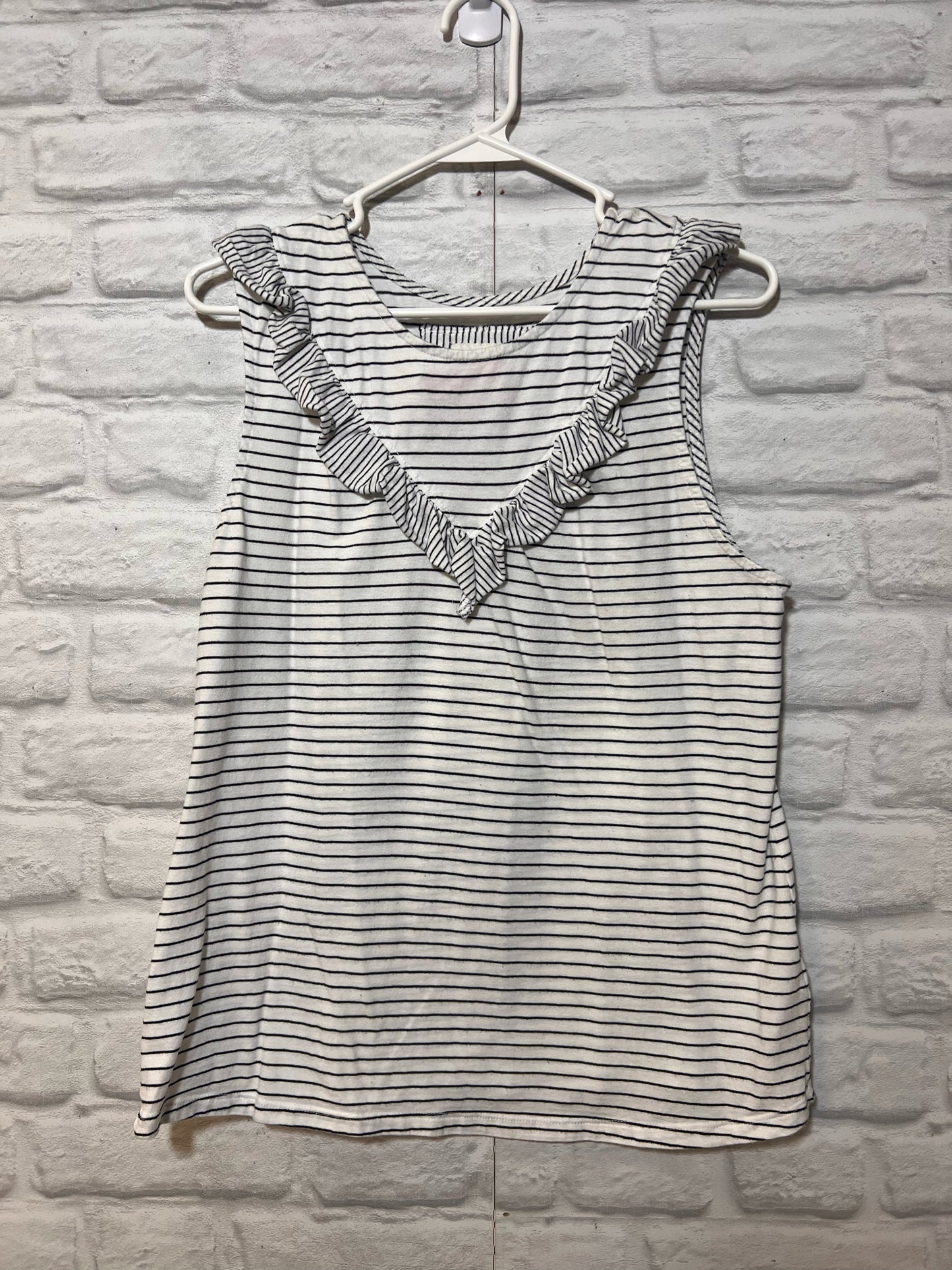 Size L Maeve Striped White & Black Tank  Blouse