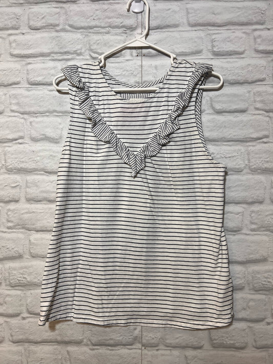 Size L Maeve Striped White & Black Tank  Blouse