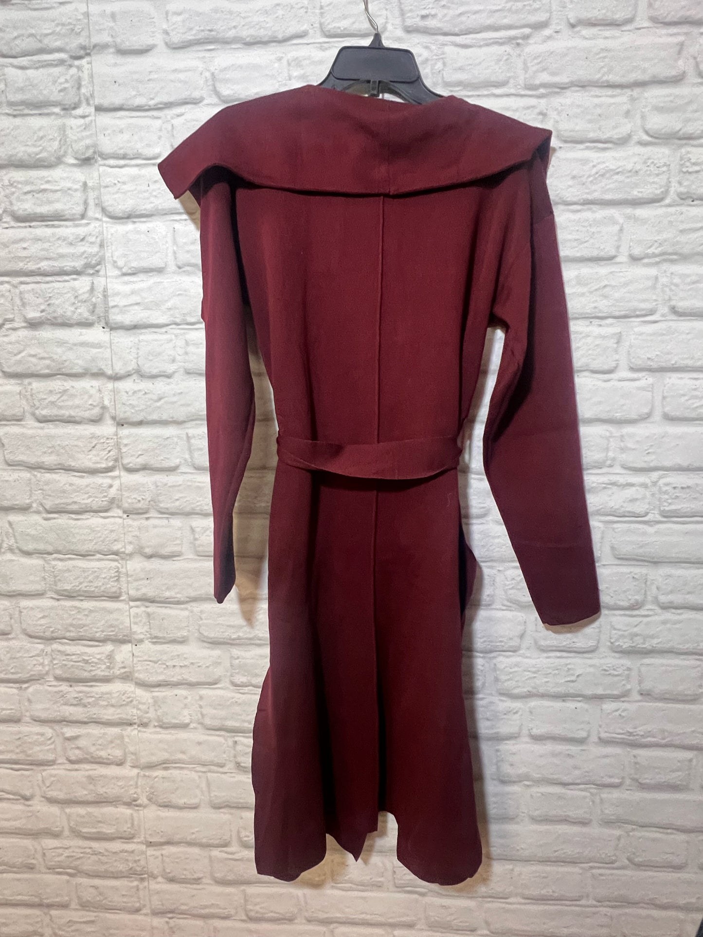 Size L LoveTree Longline Maroon Knit Cardigan