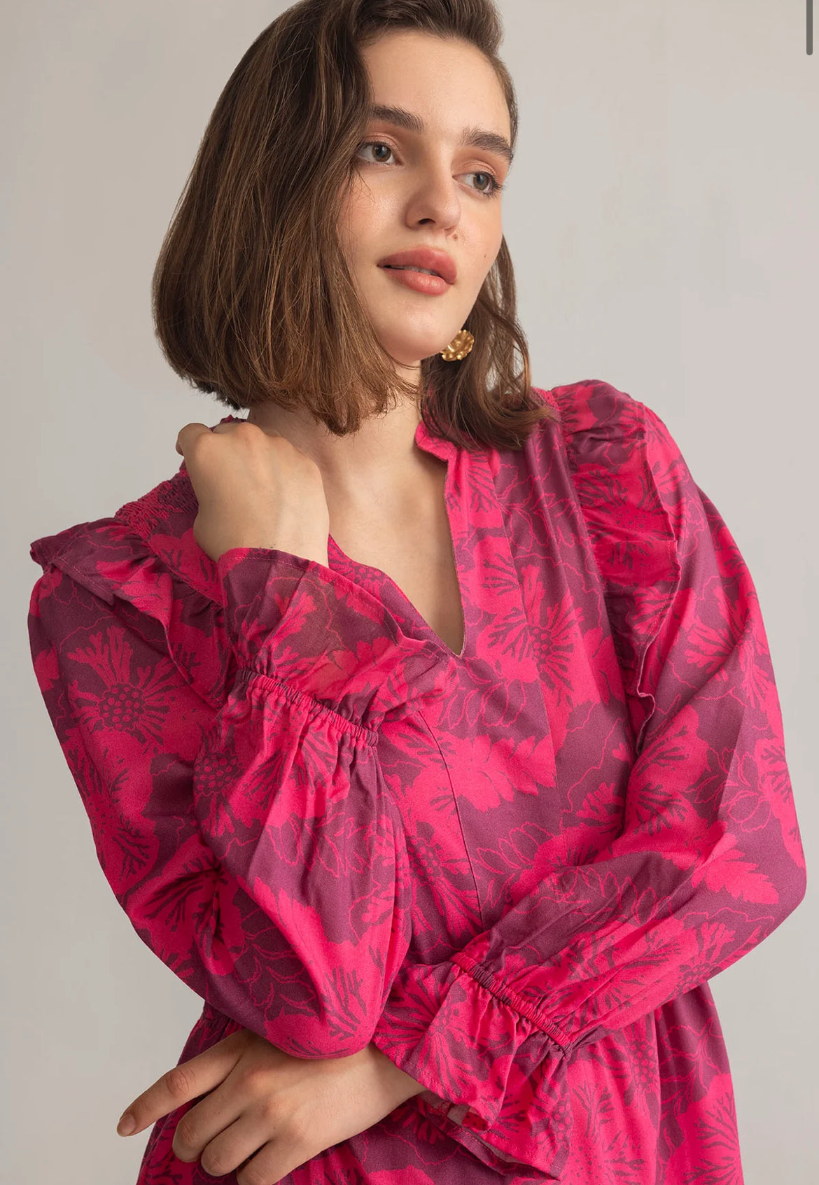 Spring Carnival Ruffle Dress in Boysenberry Pink