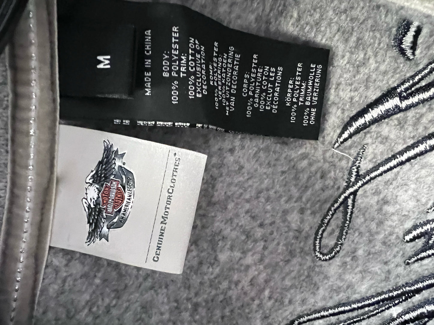 Size M Harley-Davidson Gray Fleece Zip-Up Turtle-Neck Jacket