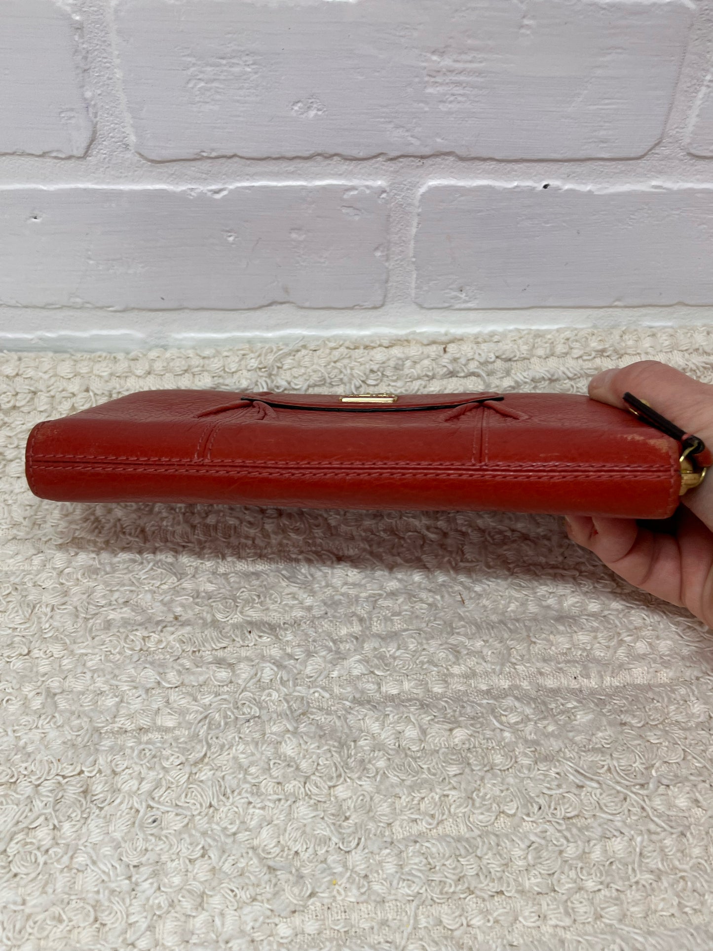 Coach Pleated Front Cognac Colored Leather Wallet