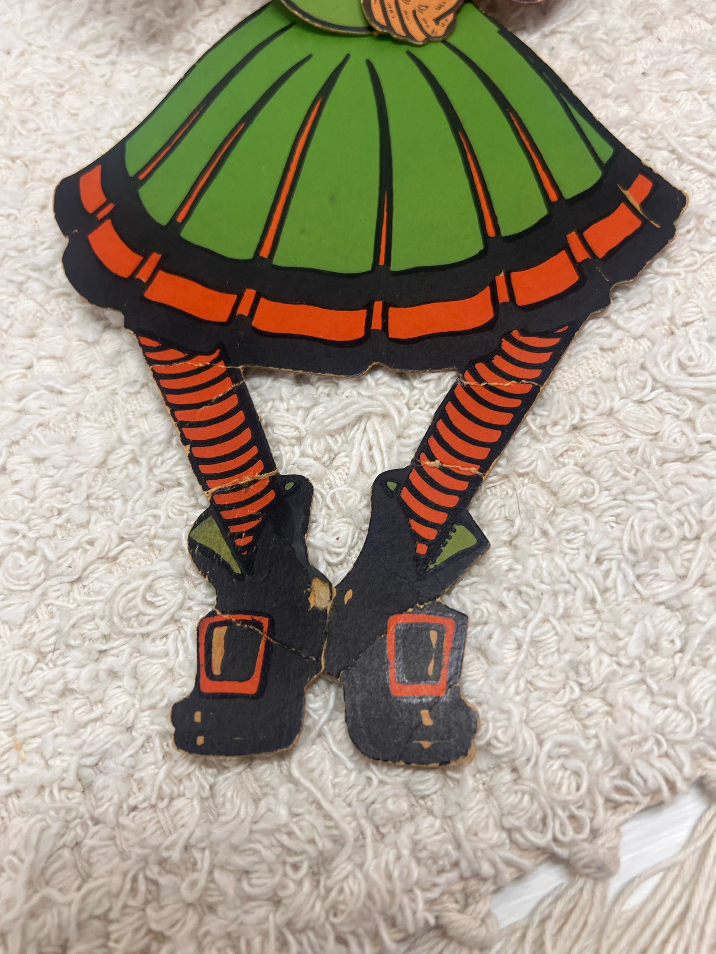 Vintage 1940's Beistle Wiggly Witch Cardboard/Cardstock Jointed Witch Cutout