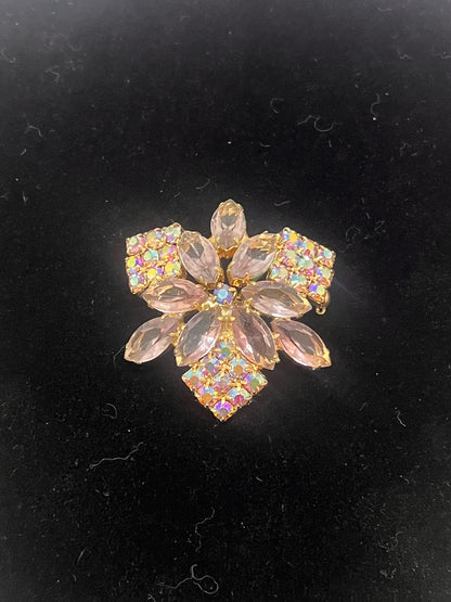 Pink rhinestone/aurora borealis pin