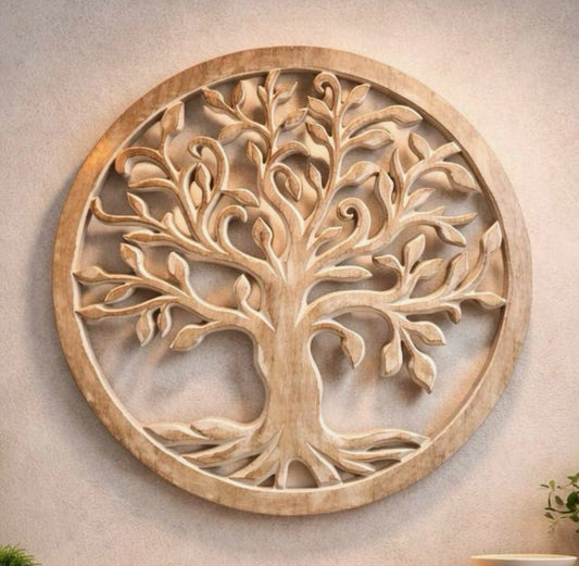 White Wood Tree of Life Wall Hanging Tree Cutout