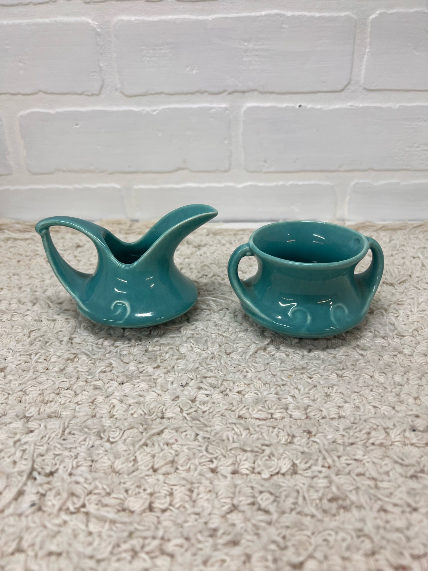 Red Wing Pottery Cream & Sugar Set - Gypsy Trail Turquoise BLue