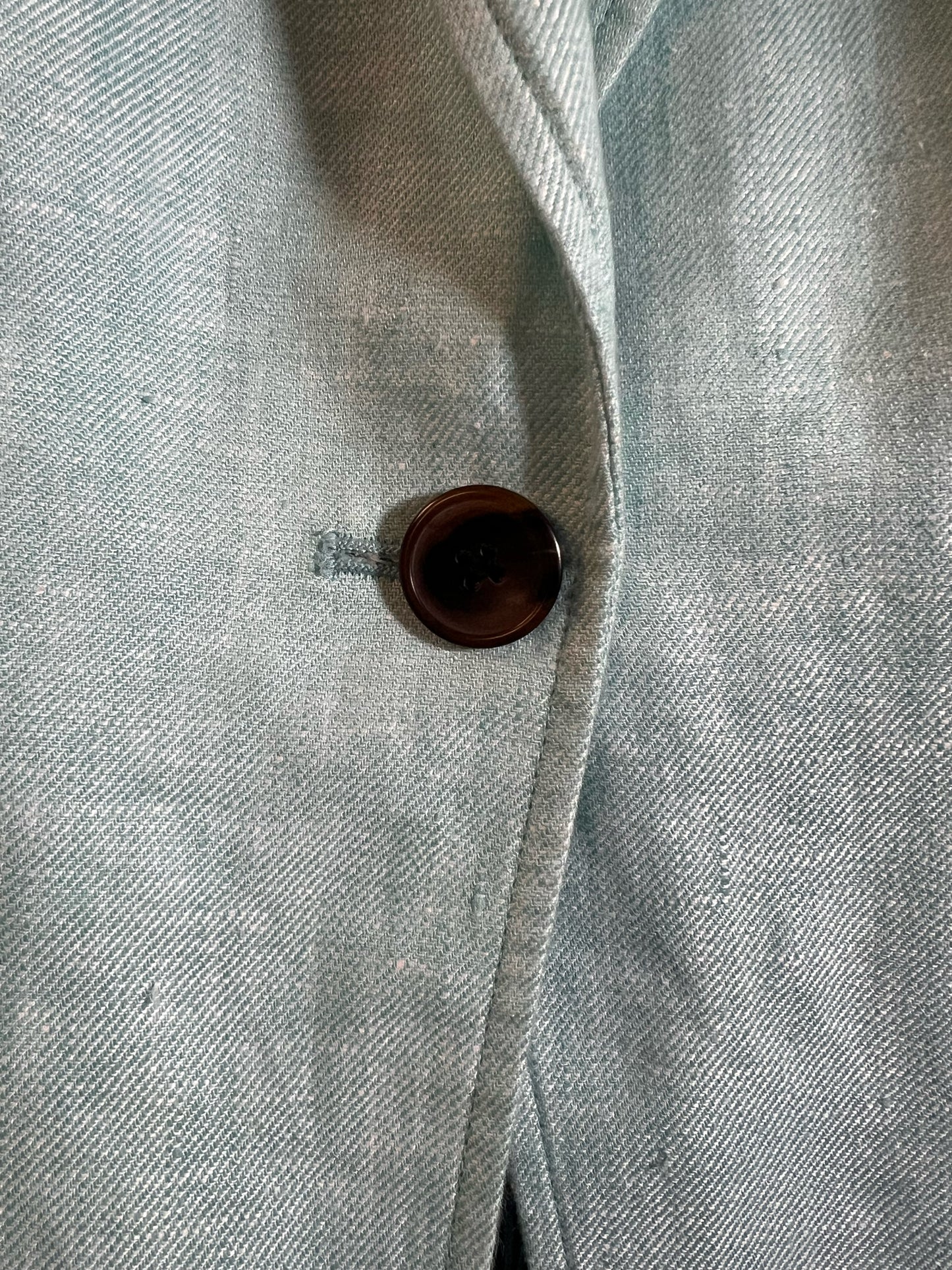 Size 10 Talbots Light Blue Linen One-Button  Blazer