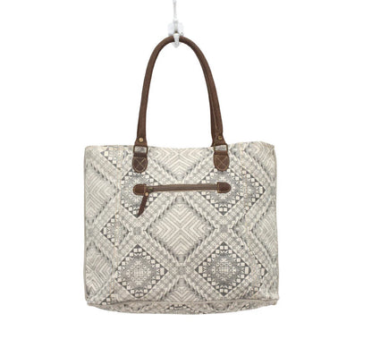 Myra Bag Artisan Canvas Tote Bag – Women’s Large Canvas & Genuine Leather Handbag with Zipper Top, 18"x13", Everyday Work & Travel Tote