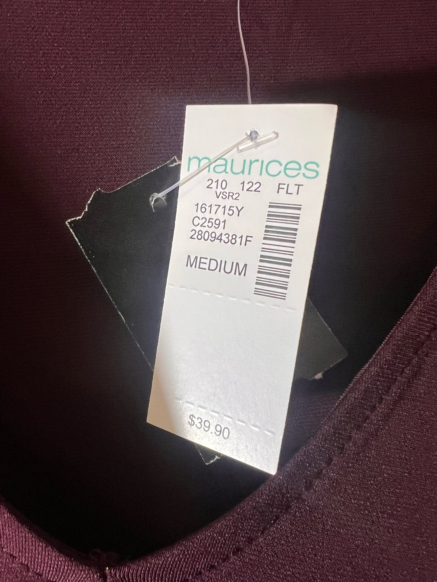 Size M Maurice's  NWT Maroon Lace Sleeve Dress