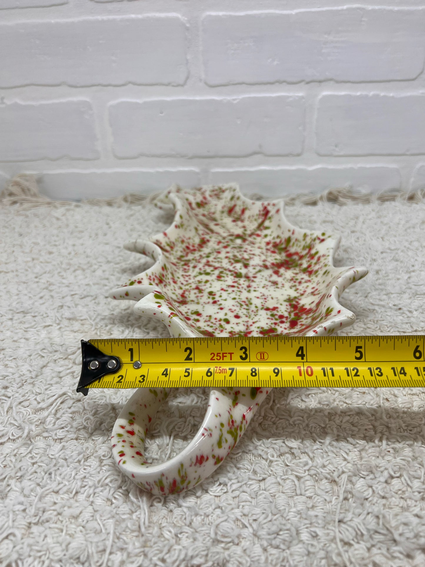 Vintage Ceramic Spatterware 1970's Holly Leaf Tray