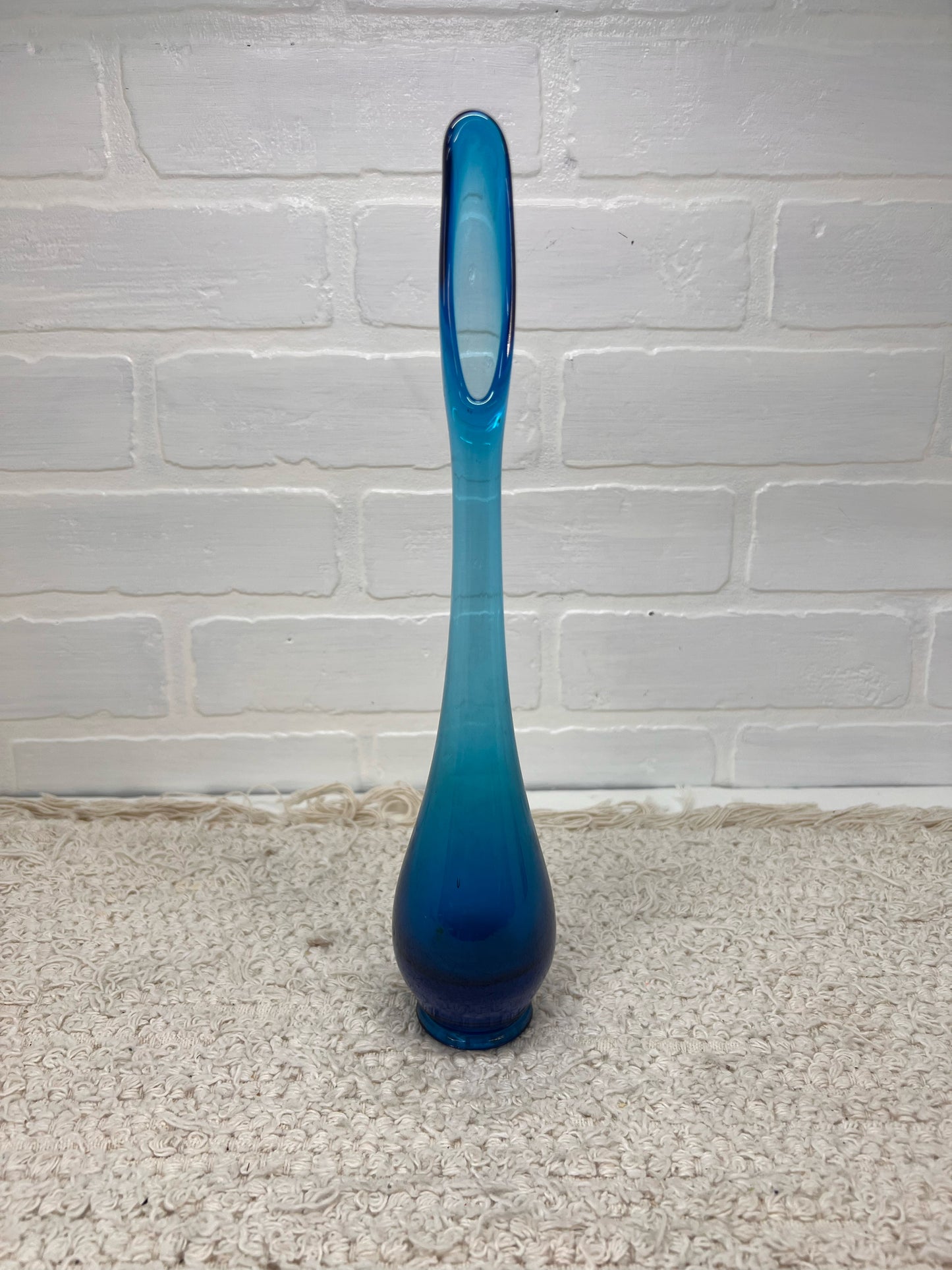 Viking Glass 12" Swung Glass Vase in Blue - MCM Decor