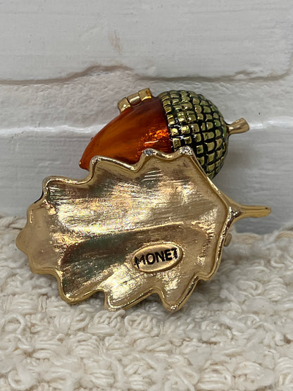 Monet Acorn Enameled Trinket Box