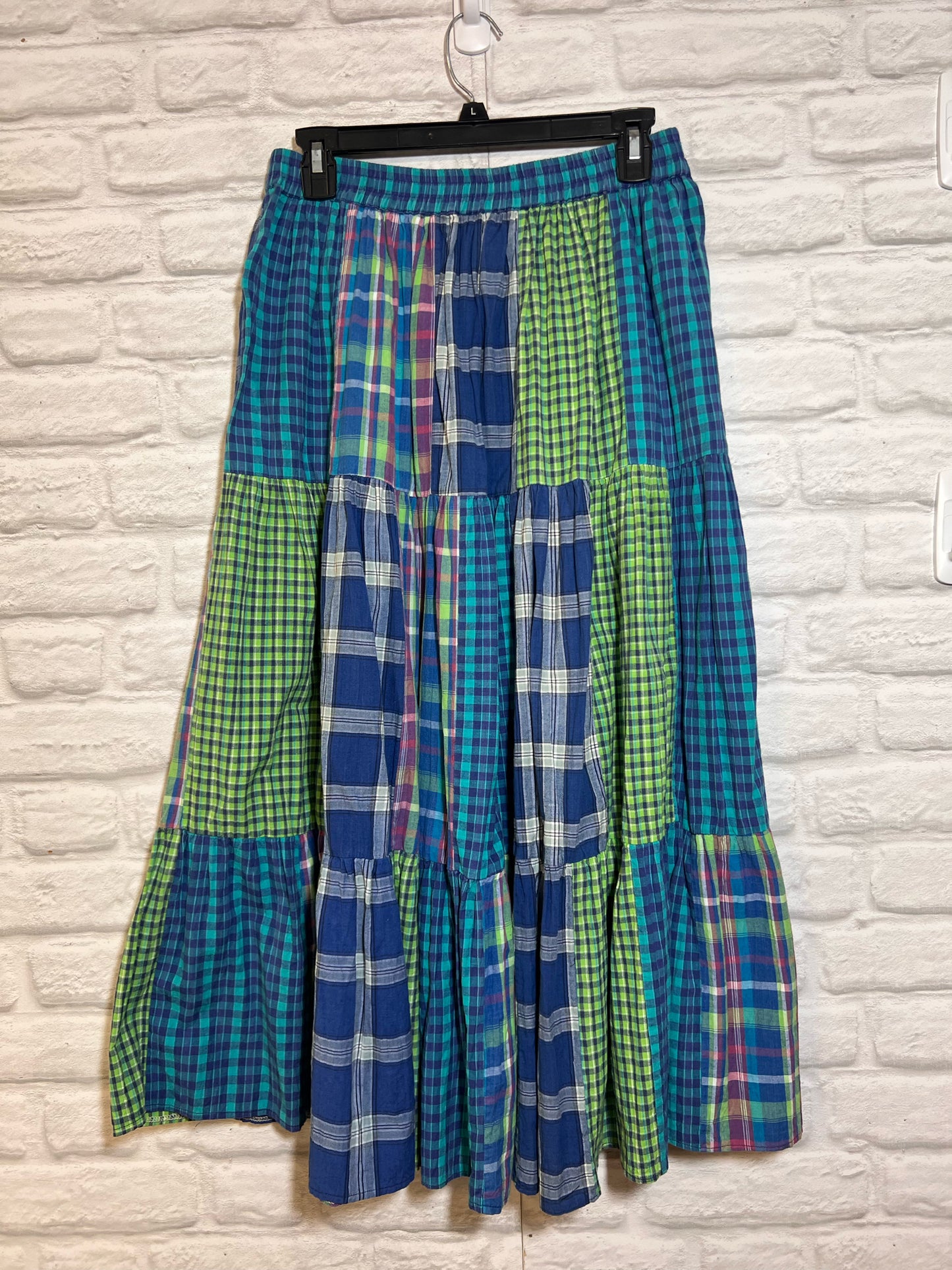 Size L Casey & Max Cotton Maxi Skirt - Multicolor Plaid