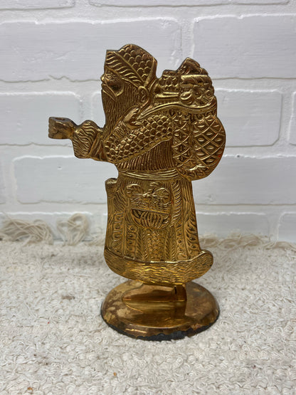Vintage Brass Santa Taper Candle Holder