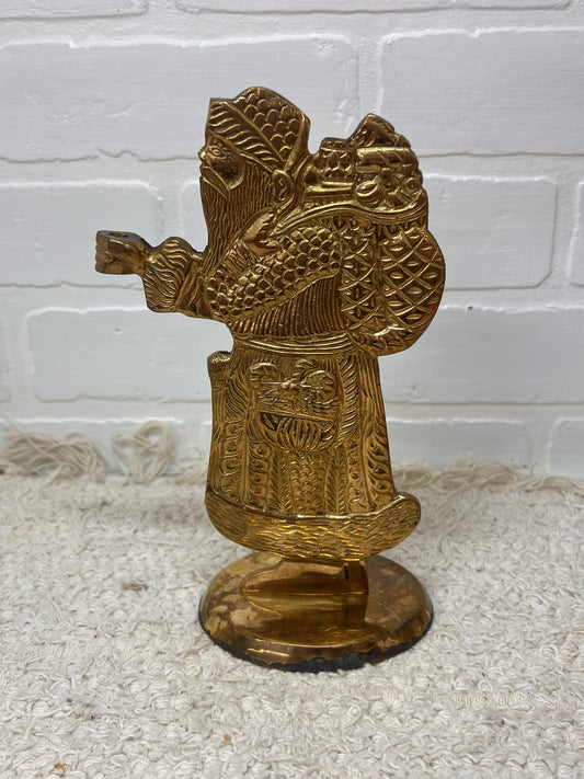 Vintage Brass Santa Taper Candle Holder