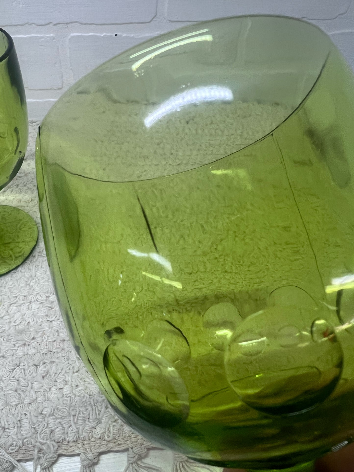Bartlett Collins Set of 2 Green Thumbprint Goblets